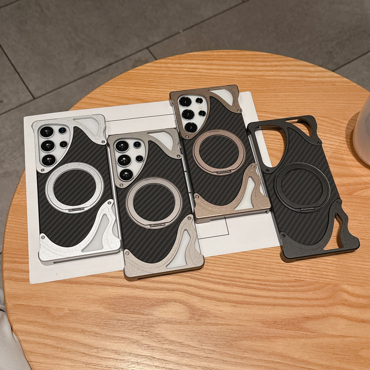 Armor King Dolphin Bezel-less MagSafe Pivot Ring Stand Aramid Fiber Metal Case Cover