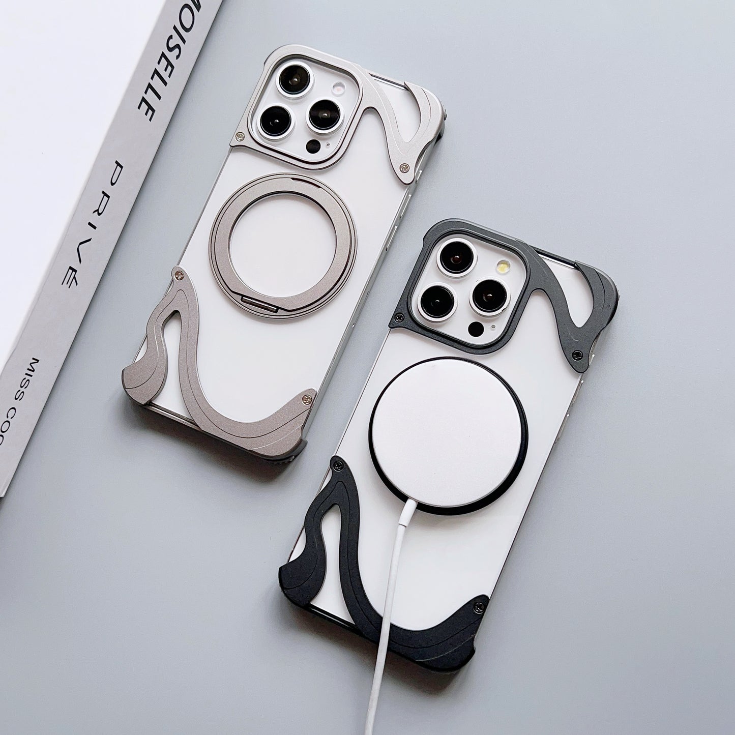 Armor King Dolphin Bezel-less MagSafe Transparent PC Back Shockproof Metal Case Cover