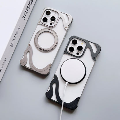 Armor King Dolphin Bezel-less MagSafe Transparent PC Back Shockproof Metal Case Cover