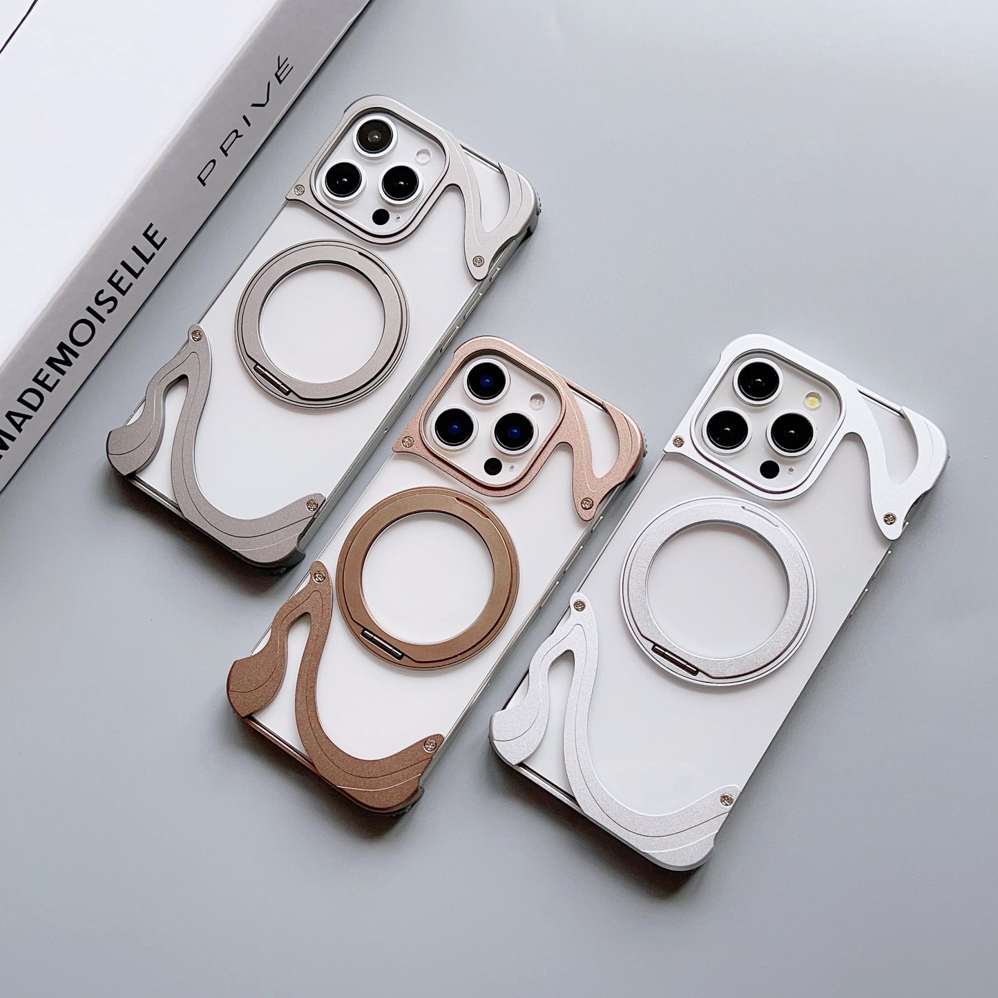 Armor King Dolphin Bezel-less MagSafe Transparent PC Back Shockproof Metal Case Cover