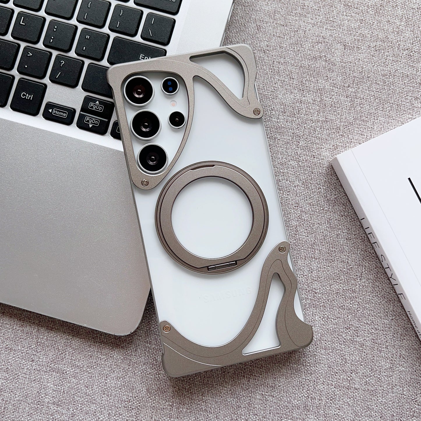 Armor King Dolphin Bezel-less MagSafe Transparent PC Back Shockproof Metal Case Cover