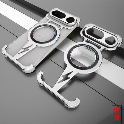 iy Bicolor Thor MagSafe Air Cushion Shockproof Metal Case Cover with Magnetic Kickstand