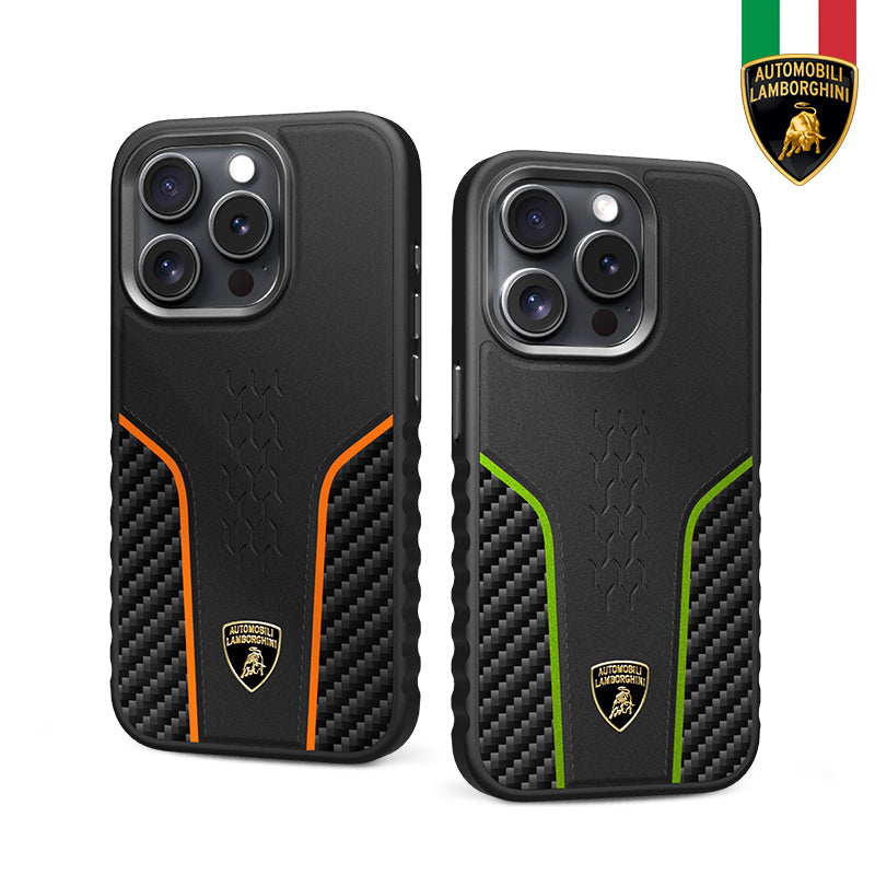 Lamborghini MagSafe Genuine Leather Carbon Fiber Phone Case - Huracan D21