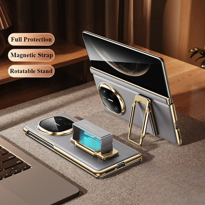 Oatsbasf 360° Rotatable Kickstand Strap Wristband Shockproof Leather Case Cover