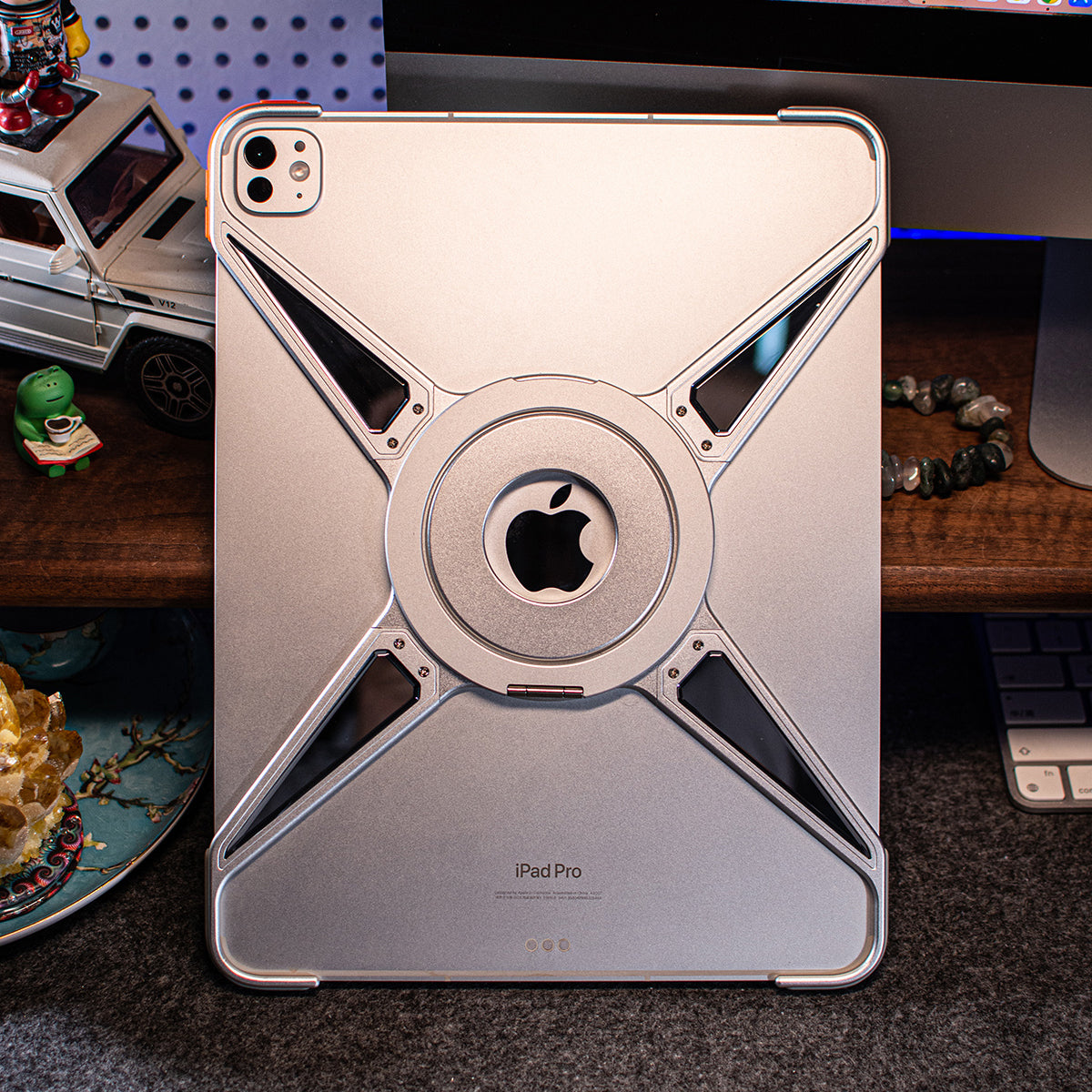 Amor King X 360° Magsafe Pivot Ring Stand True Air Shockproof Metal Alloy Case for Apple iPad