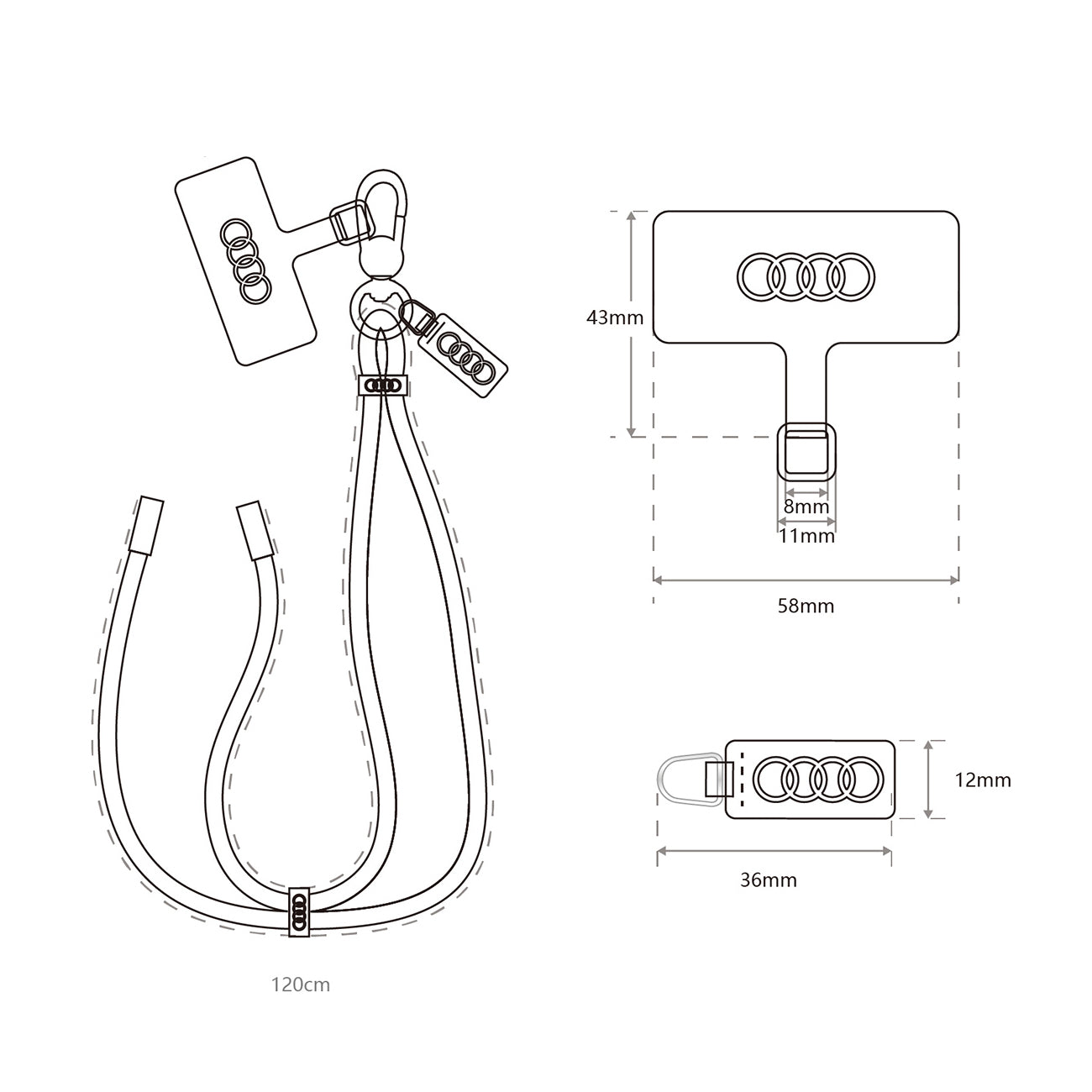 AUDI Nylon Crossbody Phone Lanyard 6mm - R8 D1