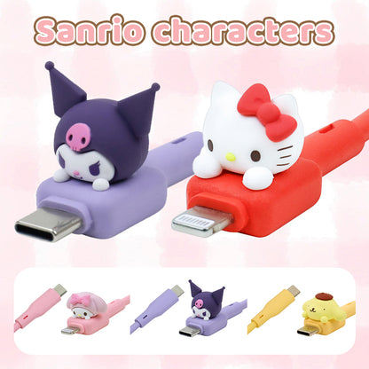 Sanrio Characters Prone PD Fast Charging Type-C to Lightning/Type-C Cable