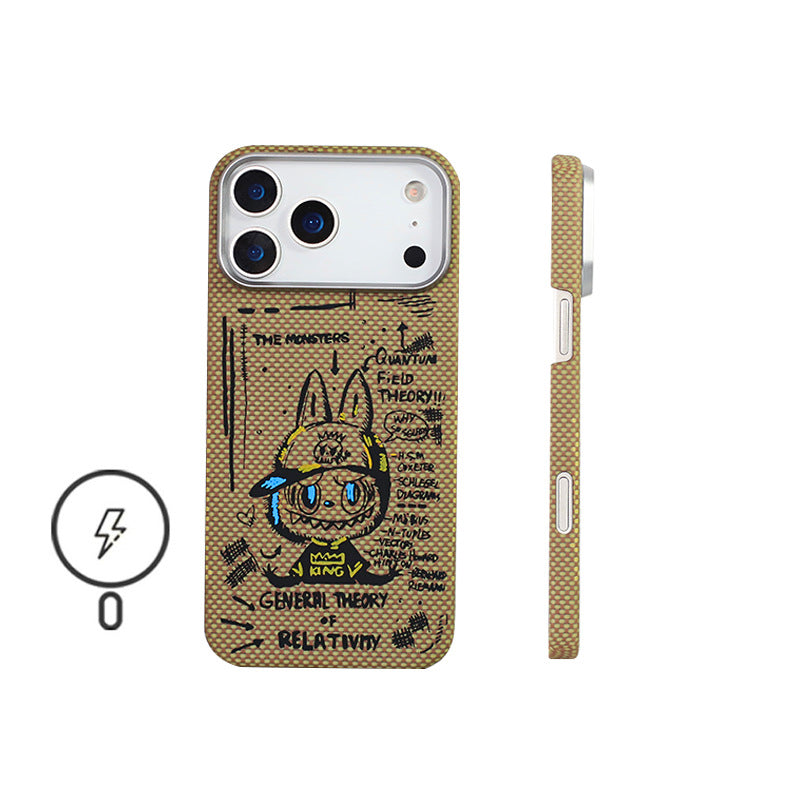Armor King Labubu Graffiti Luxury Pure Aramid Fiber MagSafe Case Cover