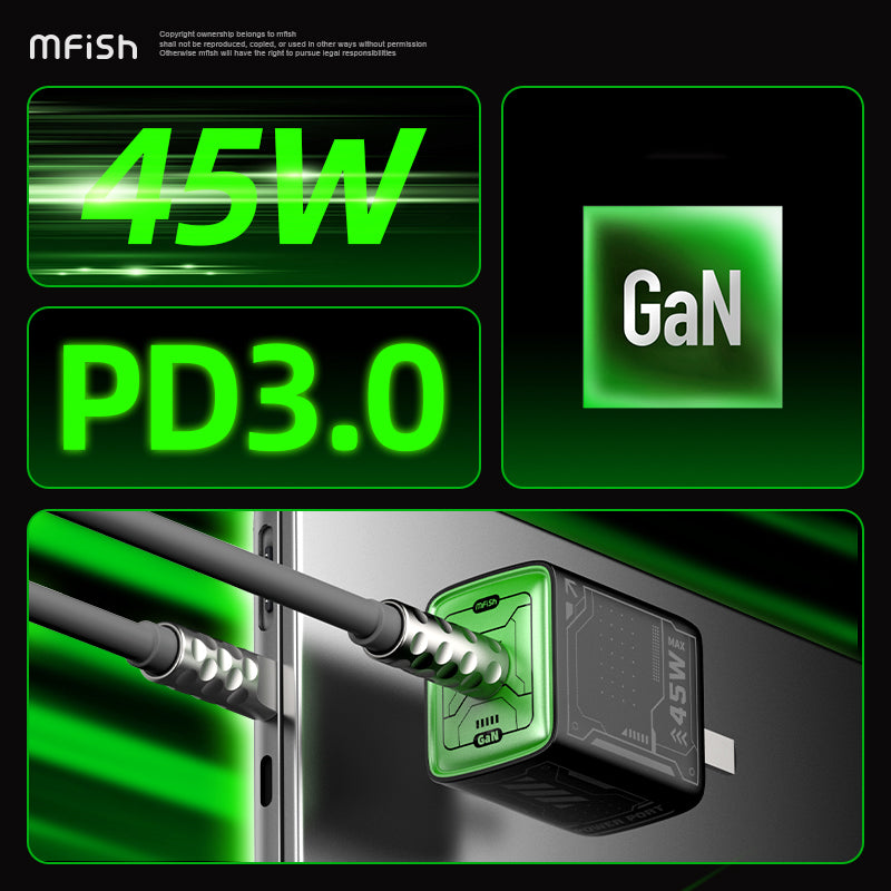 Mfish Electronic Rhino Power Port GaN 45W PD Fast Charger