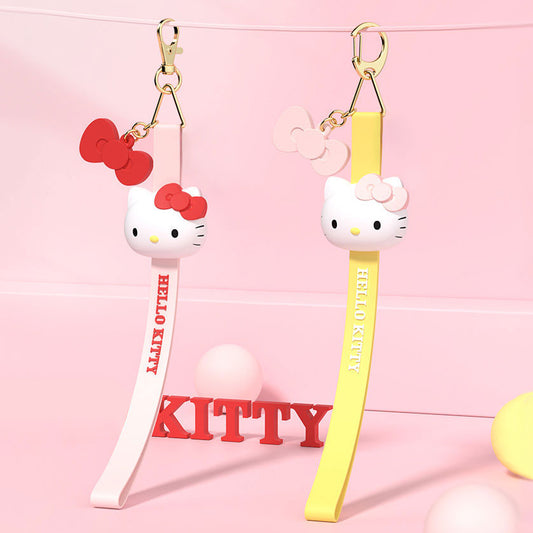 UKA Hello Kitty Keychain Ring Cute Doll Pendant Anti-lost Strap Silicone Lanyard