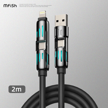 Mfish Armored Dragon I 240W USB-A+Type-C to Lightning+Type-C 4-in-1 Data Cable Charging Line