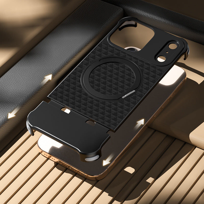 Armor King Bezel-less Leatherette Back Air Cushion MagSafe Metal Case Cover