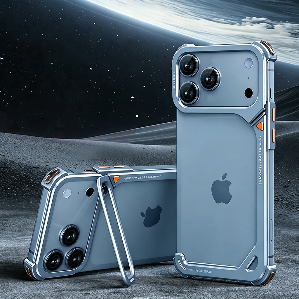 Oatsbasf 9 Shell Invisible Kickstand Air Cushion Shockproof Aluminum Metal Bumper Case Cover