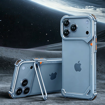 Oatsbasf 9 Shell Invisible Kickstand Air Cushion Shockproof Aluminum Metal Bumper Case Cover