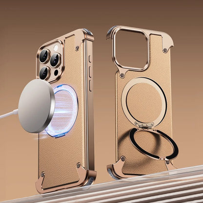 Oatsbasf MagSafe 360° Rotatable Magnetic Ring Stand Air Cushion Metal Case Cover