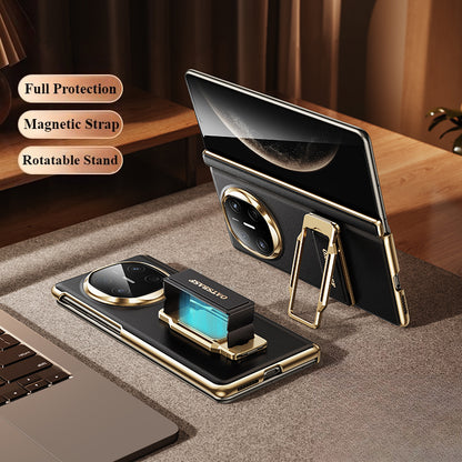 Oatsbasf 360° Rotatable Kickstand Strap Wristband Shockproof Leather Case Cover