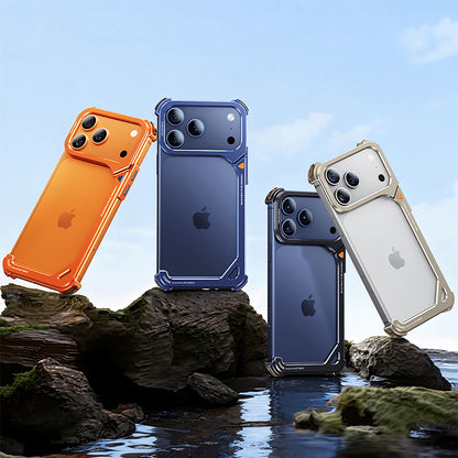 Oatsbasf 9 Shell Invisible Kickstand Air Cushion Shockproof Aluminum Metal Bumper Case Cover