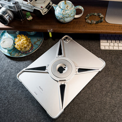 Amor King X 360° Magsafe Pivot Ring Stand True Air Shockproof Metal Alloy Case for Apple iPad