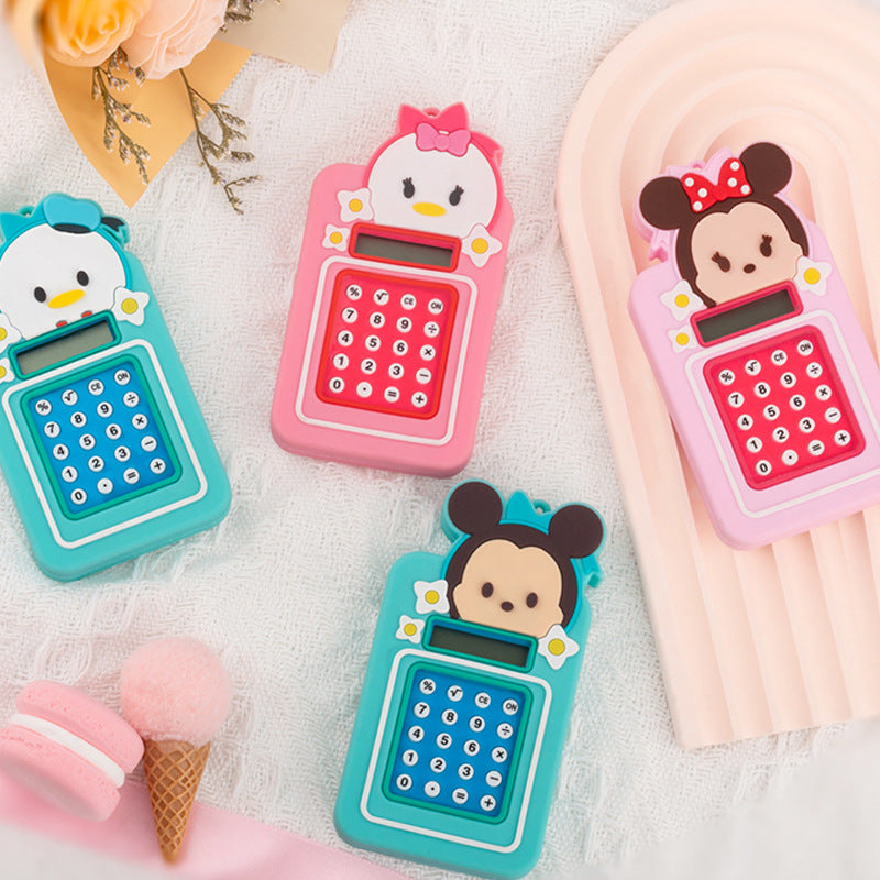 Disney Tsum Tsum Calculator Key Ring Doll Pendant Keychain Anti-lost Lanyard