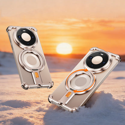 Oatsbasf New π MagSafe Pivot Ring Stand Air Cushion Minimalist Frameless Metal Case Cover