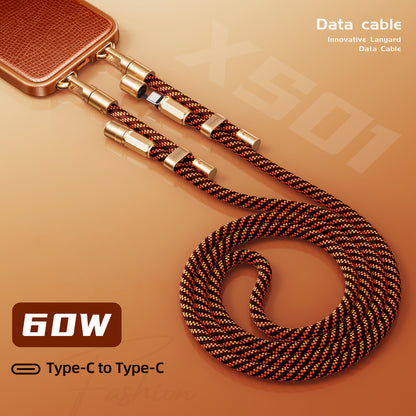Oatsbasf 60W Type-C to Type-C Data Cable Retractable Phone Lanyard