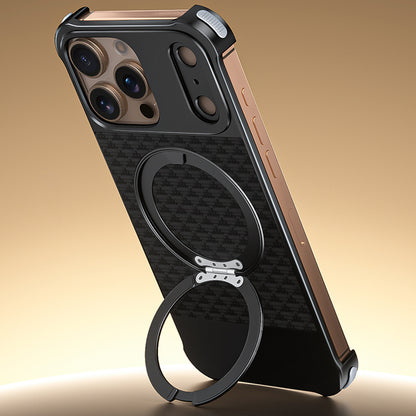 Armor King Bezel-less Leatherette Back Air Cushion MagSafe Metal Case Cover