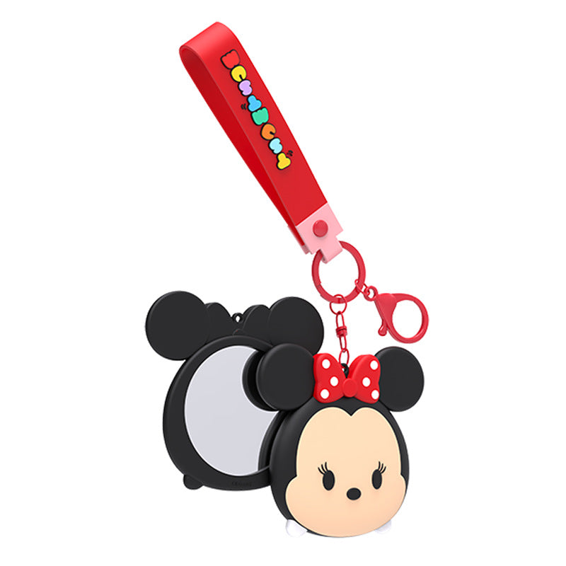 Disney Tsum Tsum Handy Mirror Key Ring Doll Pendant Keychain Anti-lost Lanyard