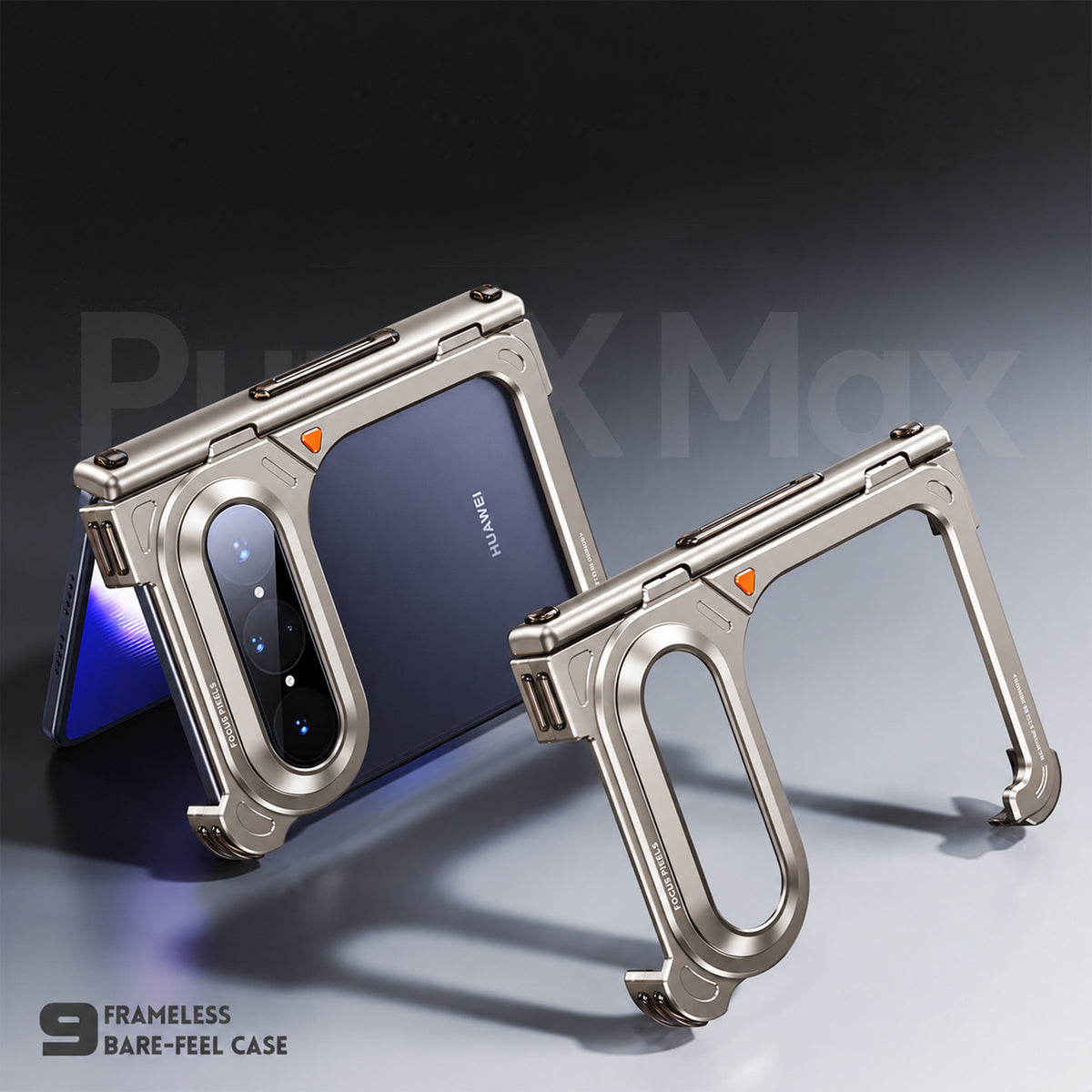 Oatsbasf 9 Shell Invisible Kickstand Air Cushion Shockproof Aluminum Metal Bumper Case Cover