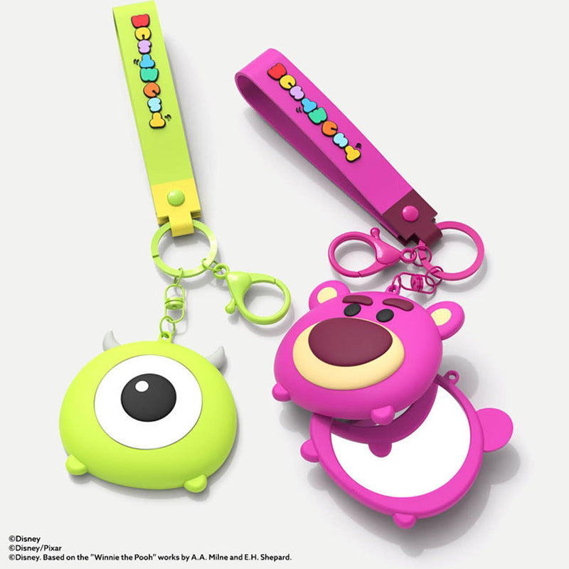 Disney Tsum Tsum Handy Mirror Key Ring Doll Pendant Keychain Anti-lost Lanyard