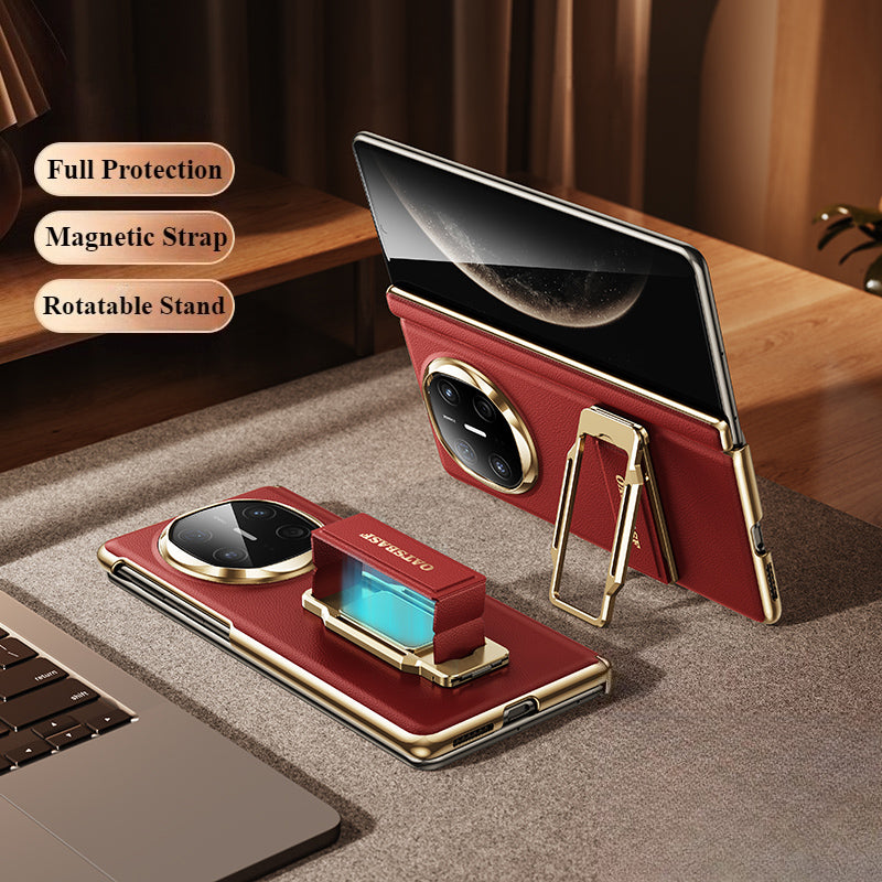 Oatsbasf 360° Rotatable Kickstand Strap Wristband Shockproof Leather Case Cover