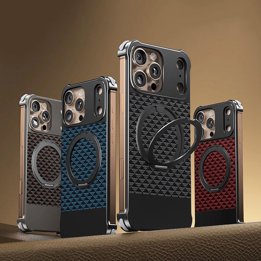 Armor King Bezel-less Leatherette Back Air Cushion MagSafe Metal Case Cover