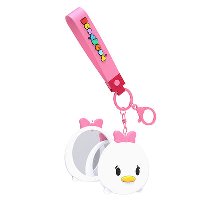 Disney Tsum Tsum Handy Mirror Key Ring Doll Pendant Keychain Anti-lost Lanyard