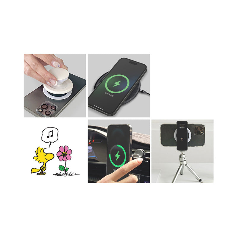 Peanuts Snoopy Acrylic MagSafe Smart Tok Magnetic Airbag Stand Phone Grip Holder