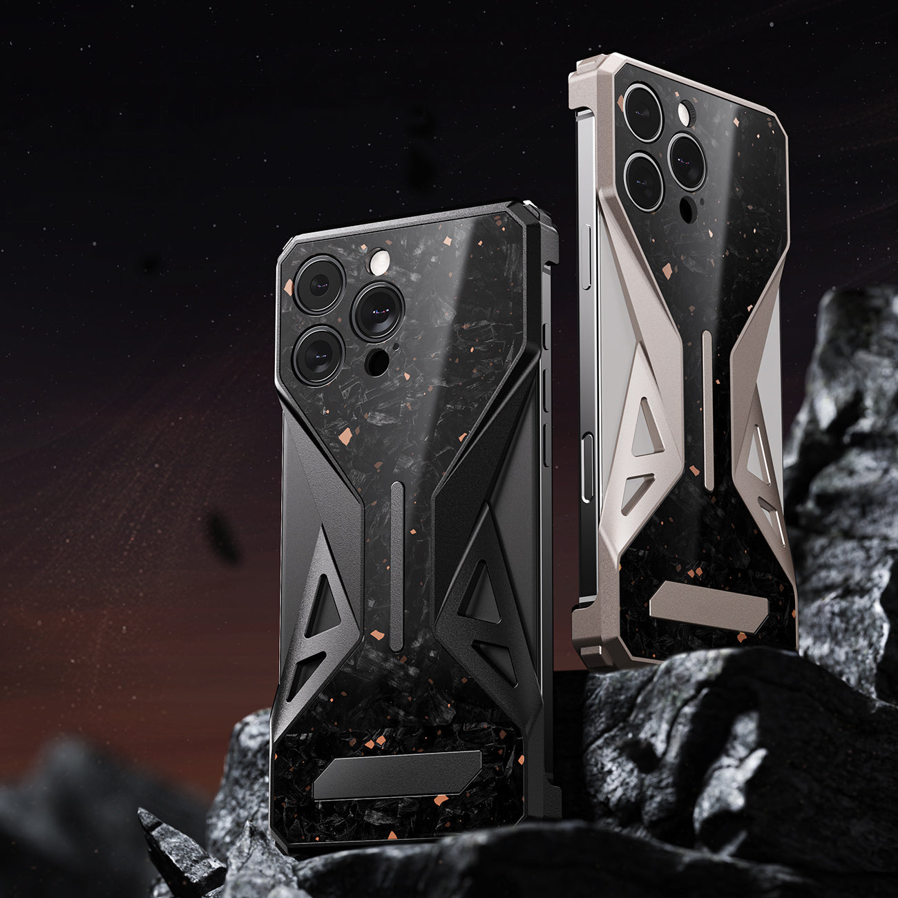 Armor King Forged Carbon Fiber Aluminum Alloy Bezel-less Metal Case Cover