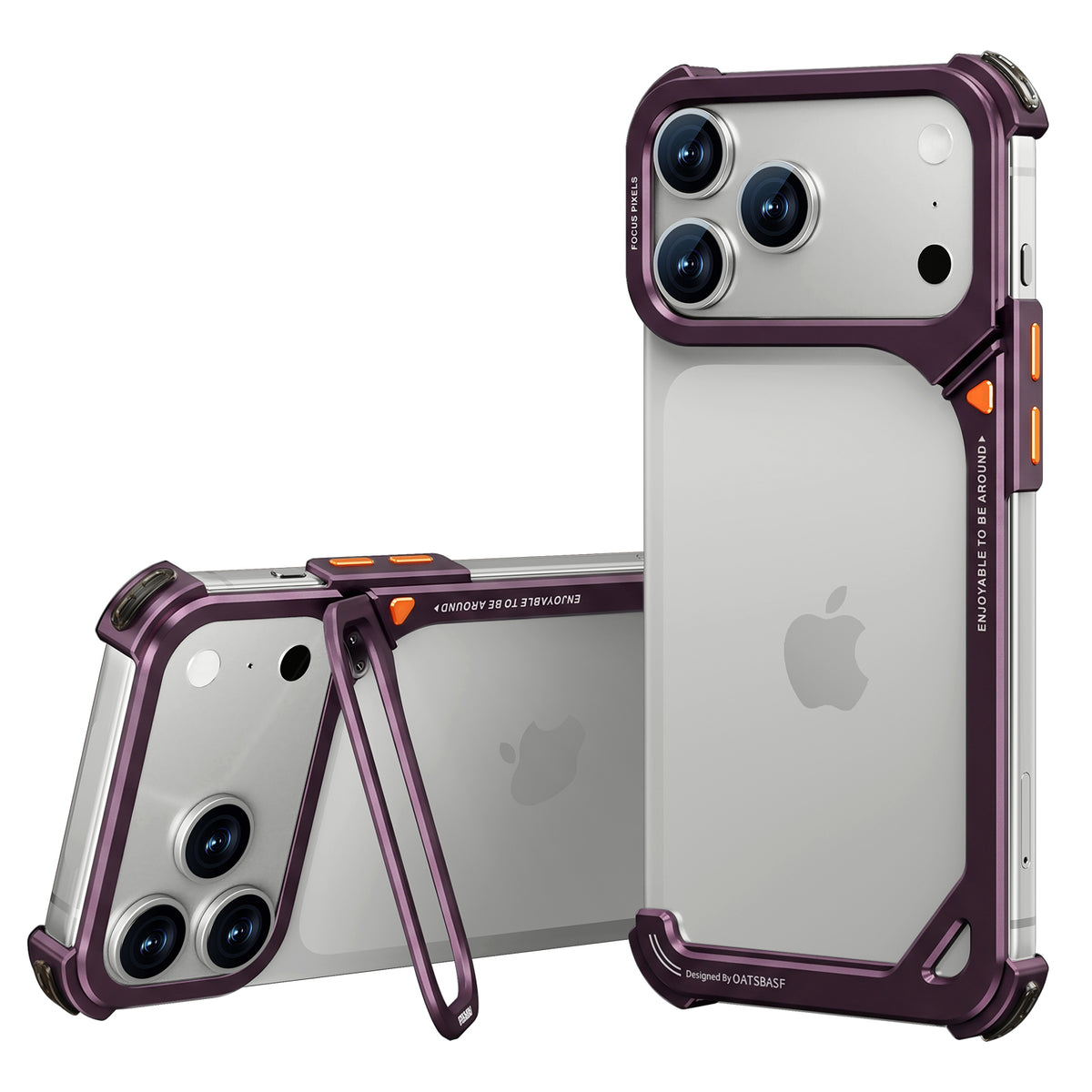 Oatsbasf 9 Shell Invisible Kickstand Air Cushion Shockproof Aluminum Metal Bumper Case Cover