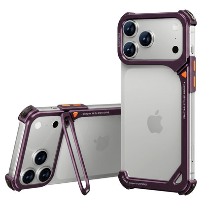 Oatsbasf 9 Shell Invisible Kickstand Air Cushion Shockproof Aluminum Metal Bumper Case Cover