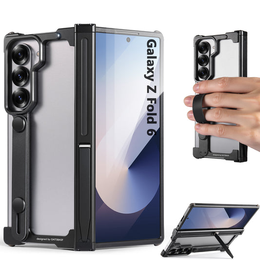 Oatsbasf Hidden Stand & Secure Grip Military-Grade Shockproof Frameless Metal Case Cover