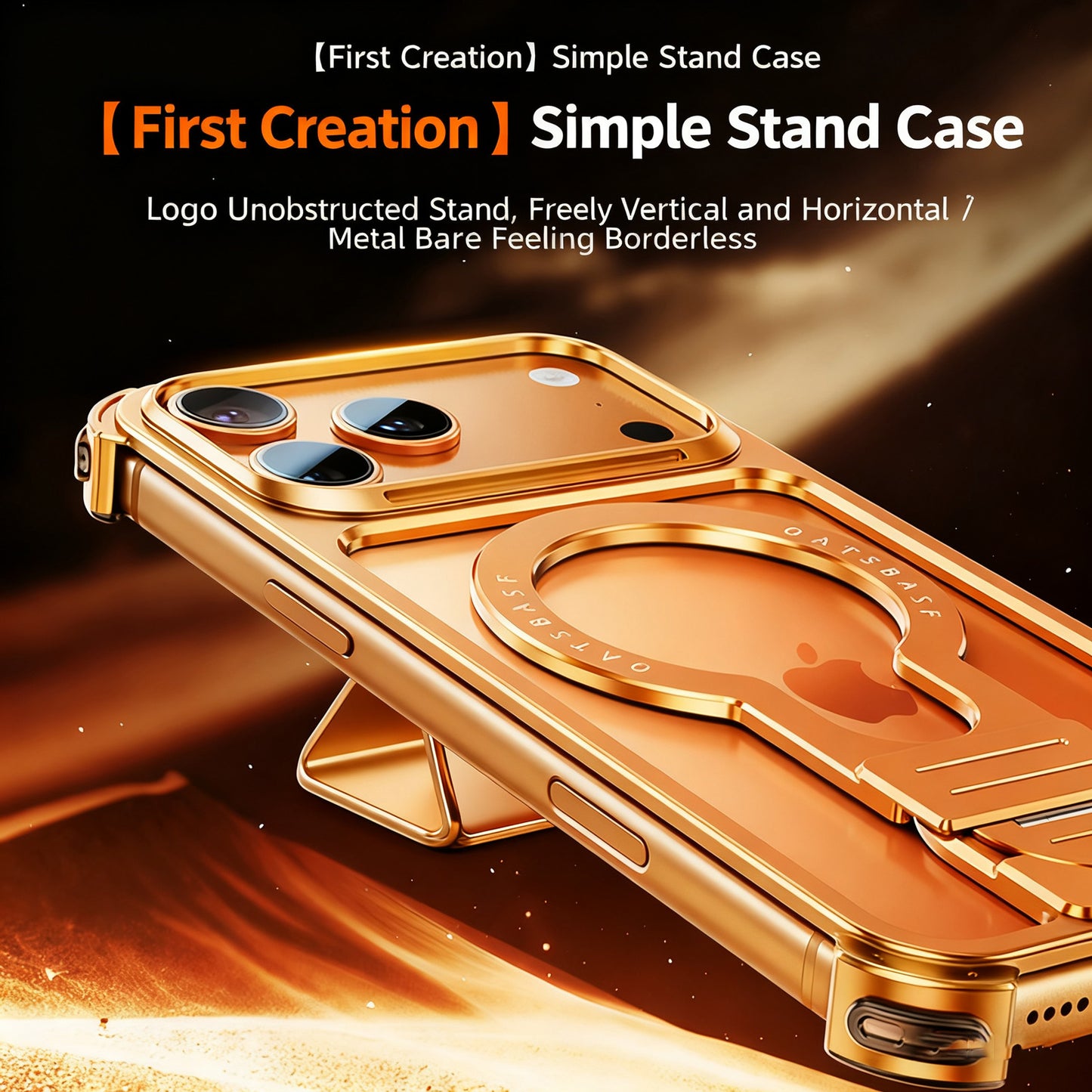 Oatsbasf JianLi MagSafe Kickstand Air Cushion Minimalist Frameless Metal Case Cover