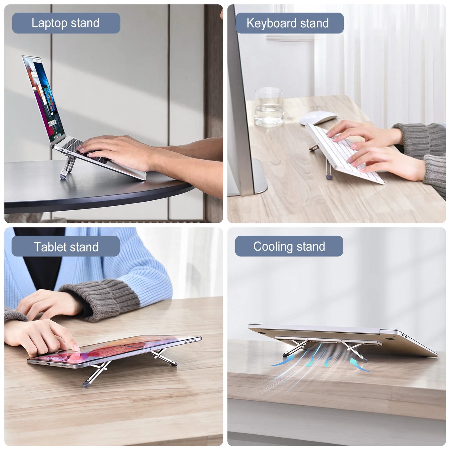 Oatsbasf Portable Laptop Stand Adjustable Tablet Riser Invisible Notebook Foldable Bracket