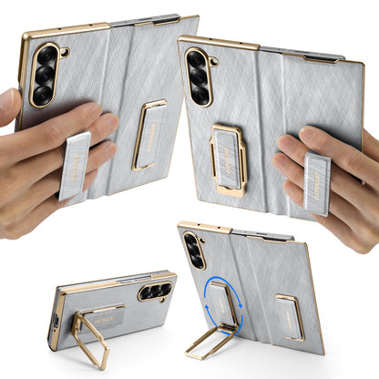 Oatsbasf 360° Rotatable Kickstand Strap Wristband Shockproof Leather Case Cover