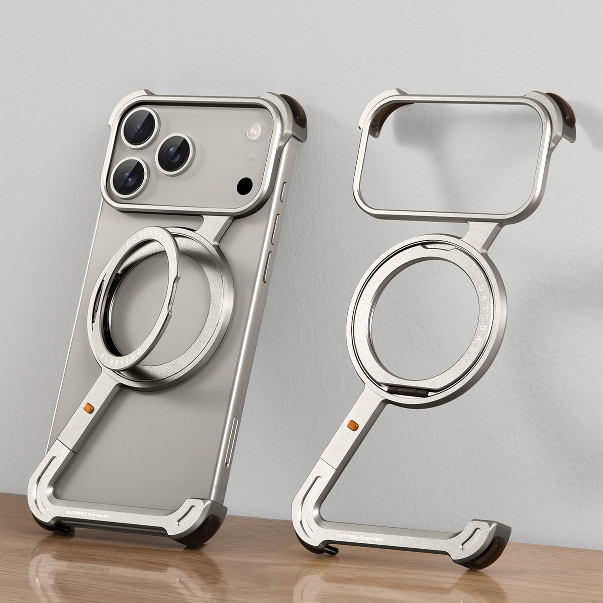 Oatsbasf Z MagSafe Pivot Ring Stand Air Cushion Metal Case Cover