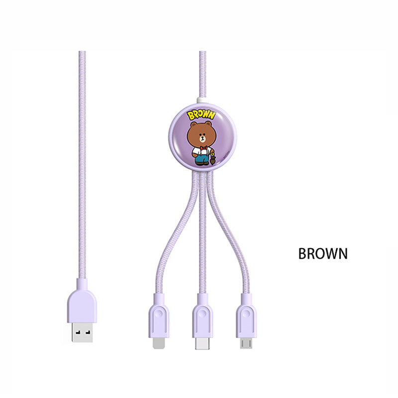 Line Friends 3-in-1 Braided Wire Charging Cable