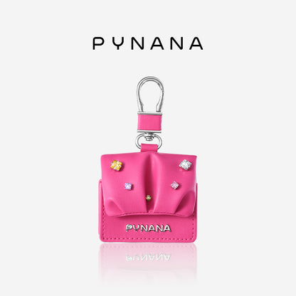 PYNANA Sugar Cube Shiny Zircon Pleated Leather Apple AirPods 4 Charging Case Cover