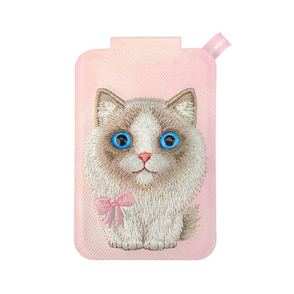 Nimmy Big Eyes Cute Pets 3D Embroidery Magnetic Card Holder Stand