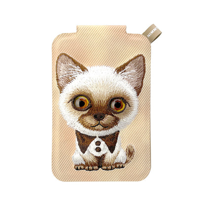 Nimmy Big Eyes Cute Pets 3D Embroidery Magnetic Card Holder Stand