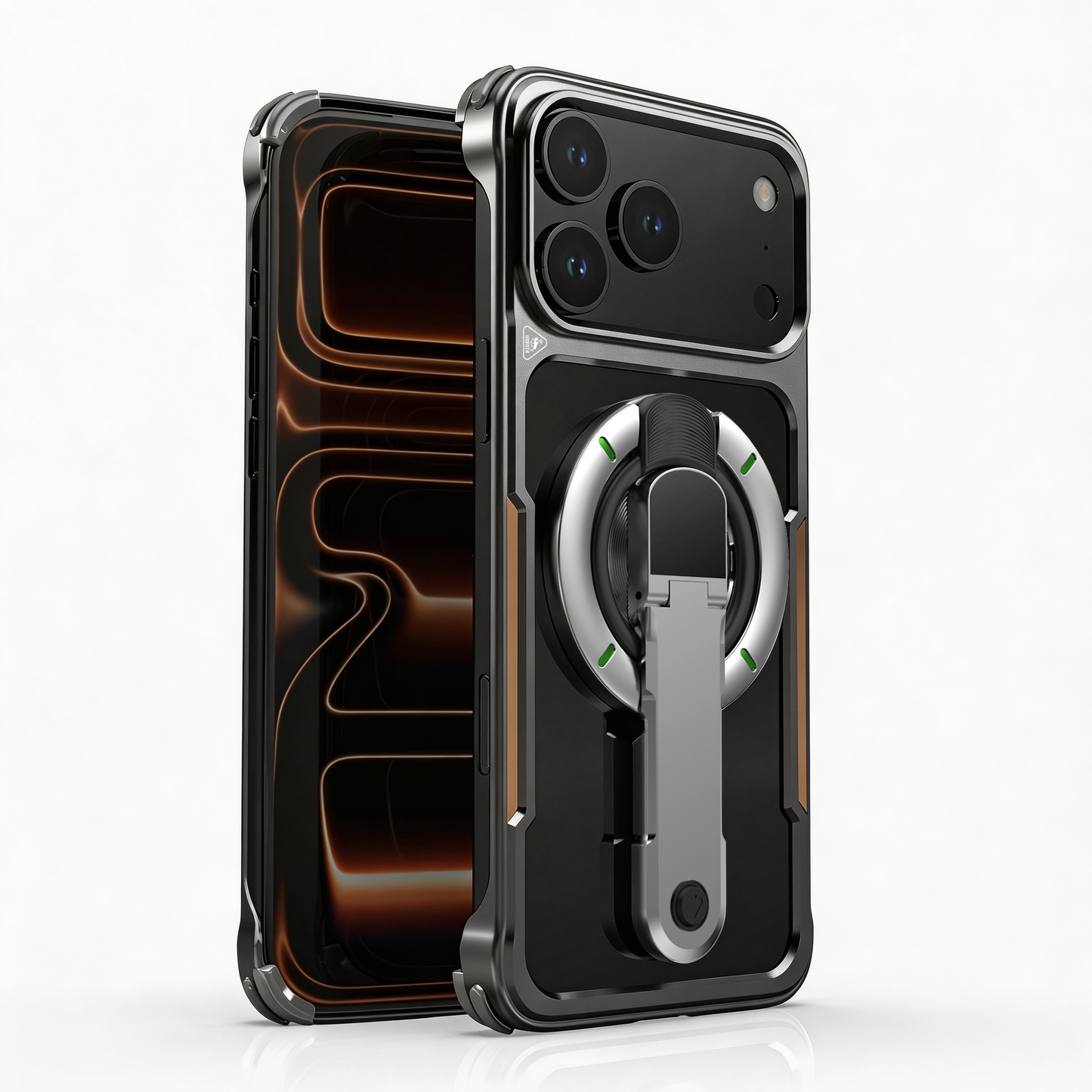 Luphie Mecha Armor Metal Case Cover with Magnetic Ring Holder MagSafe Bracket