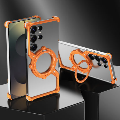 Armor King S Mechanical Gear MagSafe Pivot Ring Stand Air Cushion Sports Metal Case Cover