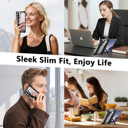 Oatsbasf Hidden Stand & Secure Grip Military-Grade Shockproof Frameless Metal Case Cover