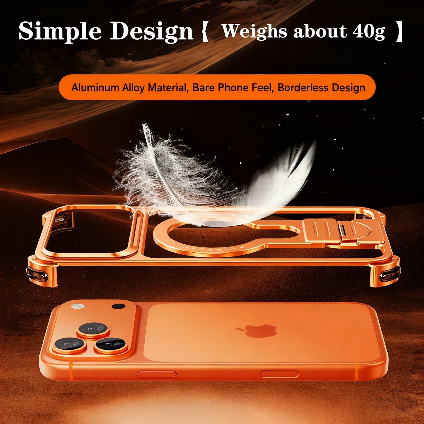 Oatsbasf JianLi MagSafe Kickstand Air Cushion Minimalist Frameless Metal Case Cover