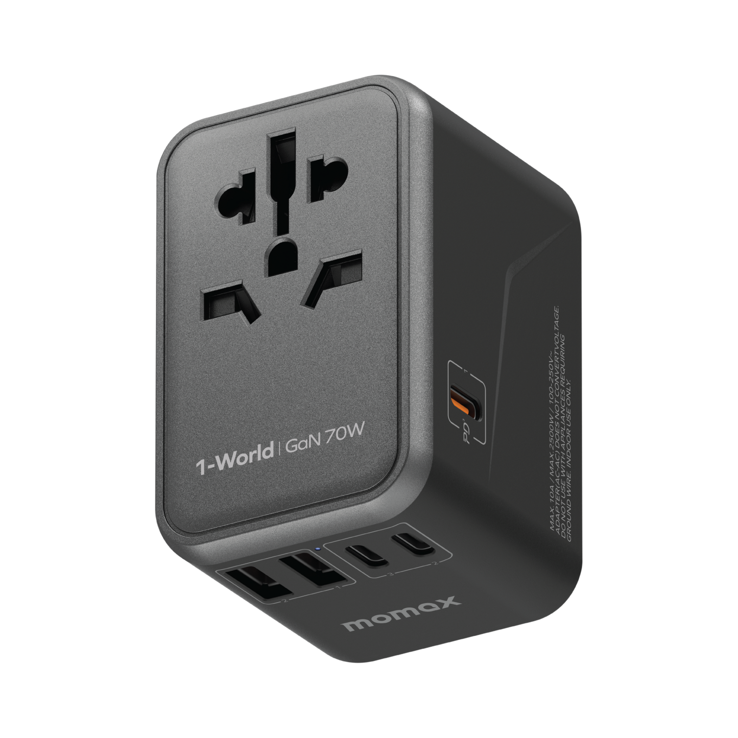 MOMAX 1-World PD 70W GaN 5-Port + AC Charger Universal Travel Adapter